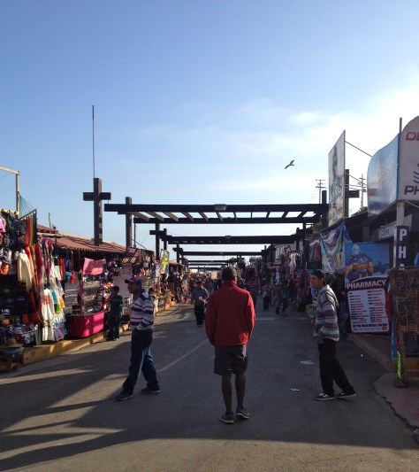 Running the gauntlet of vendors at the Bufadora near Ensenada.